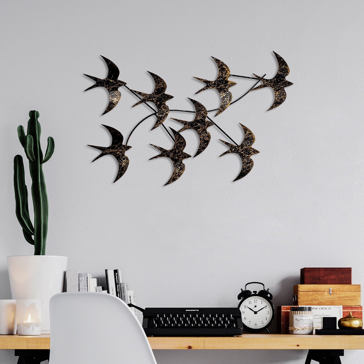 Decoratiune de perete, Flying Birds 1, Dimensiuni: 69 x 41 x 7 cm, Multicolor - view 2