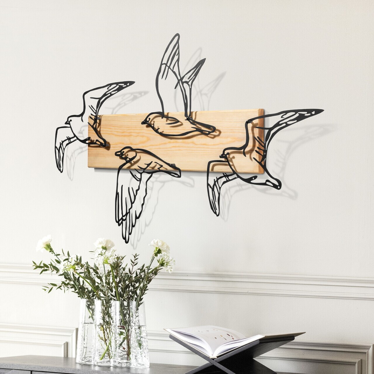 Decoratiune de perete, Mouette, Cadru: Lemn (Grosime: 2 cm), Natural/Negru — imaginea 5