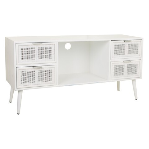 Comoda TV Bamboo, Creaciones Meng, 121x40.5x61.5 cm, MDF, alb/auriu