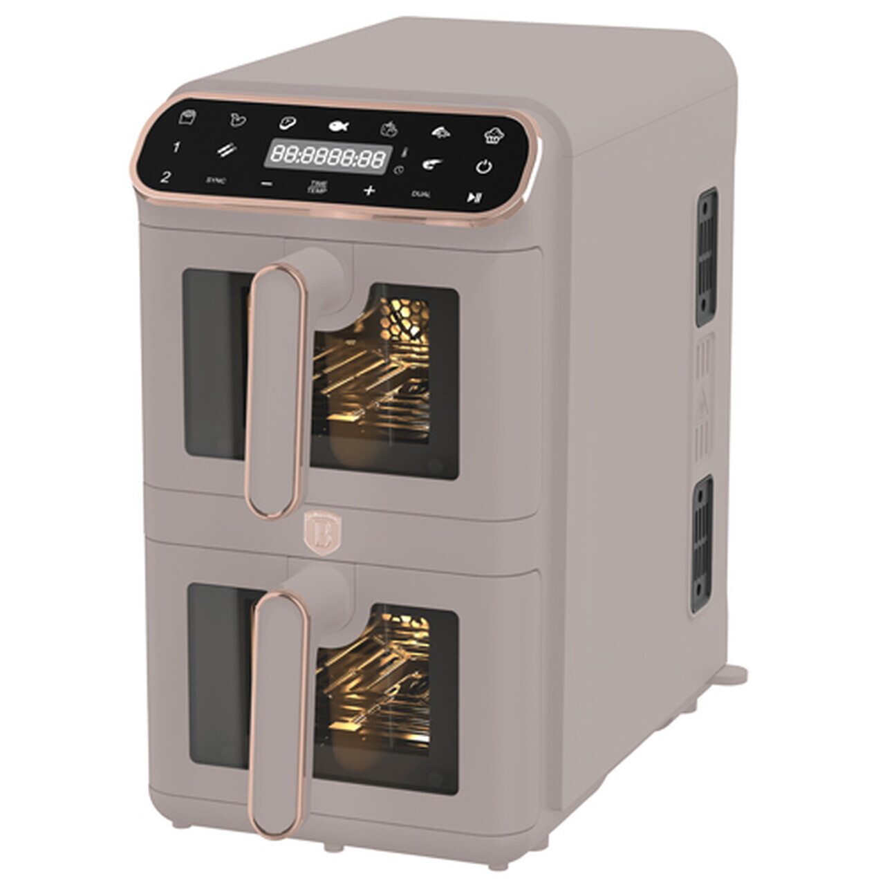 Friteuza dubla cu aer cald Berlinger Haus, Taupe, 2460W, 5.5+5.5 L, taupe mat - imagine 7