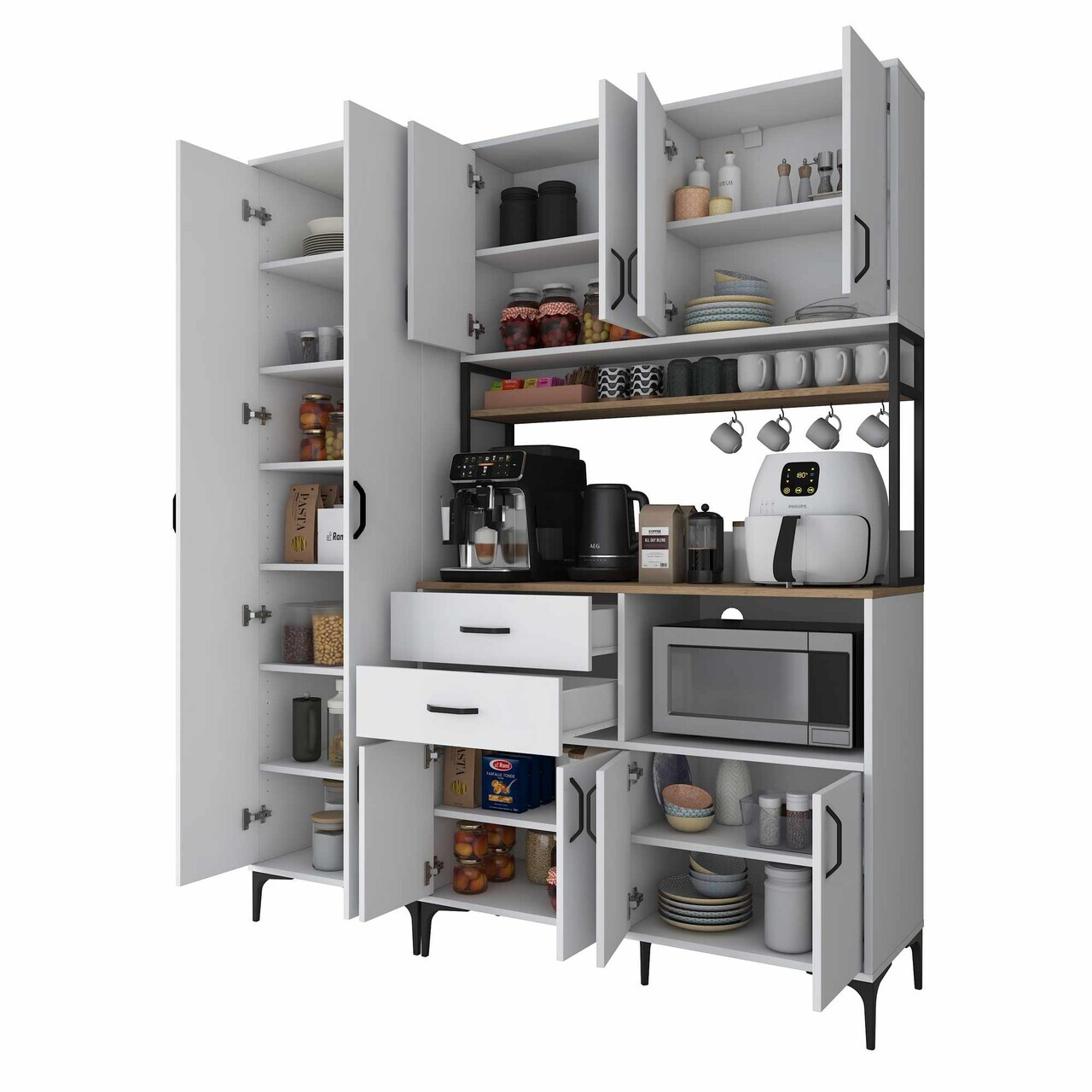 Dulap multifunctional, Hanah Home, JE261, 180x218.6x45 cm, Alb/Maro — imaginea 8