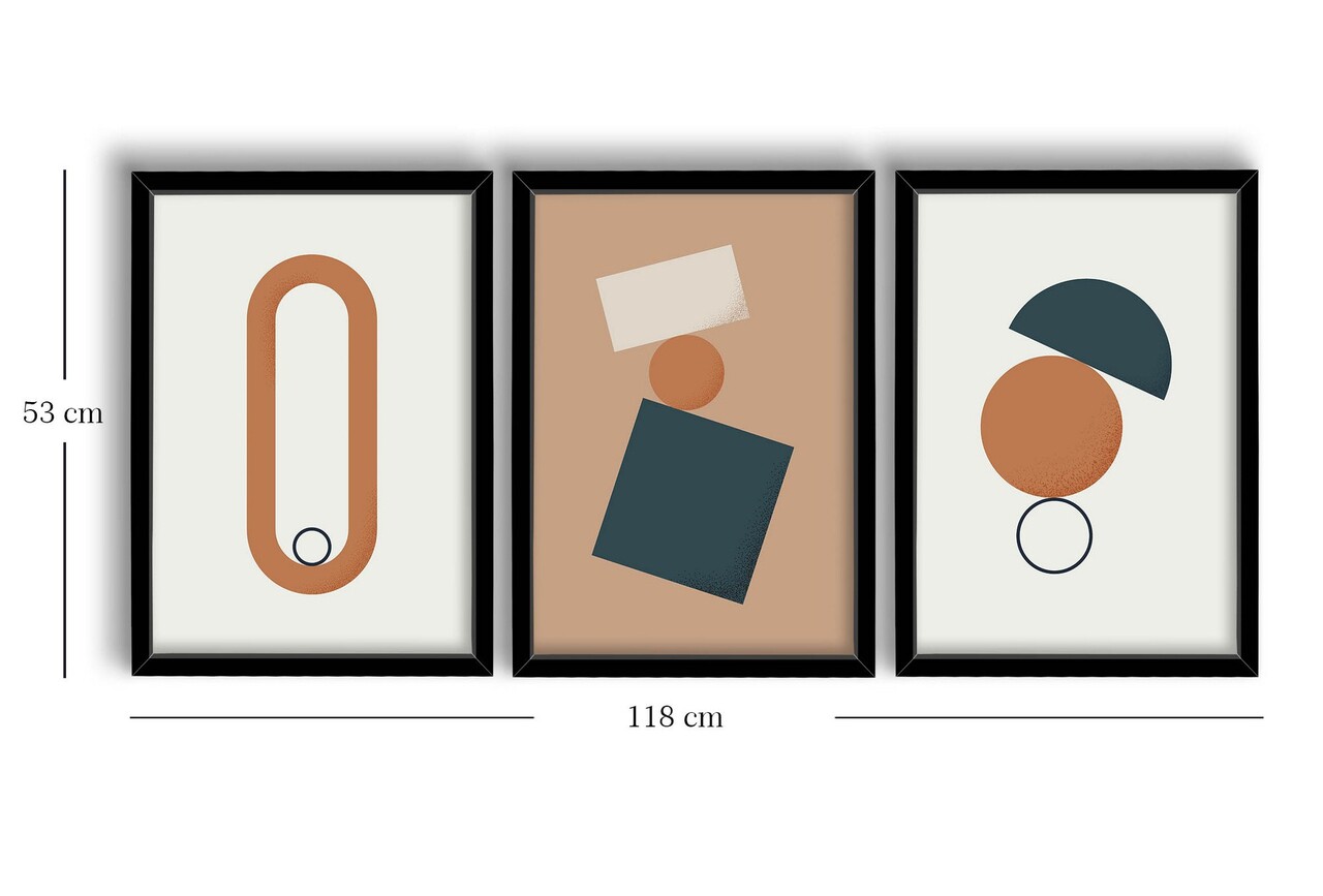 Set 3 tablouri decorative, 3P3853NISCT-002, Lemn, Somon / Alb / Bleumarin - view 2