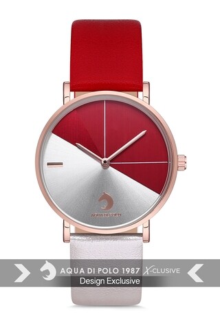 Ceas pentru dama apsv1 - a5961, aqua di polo, metal/piele, alb/rosu