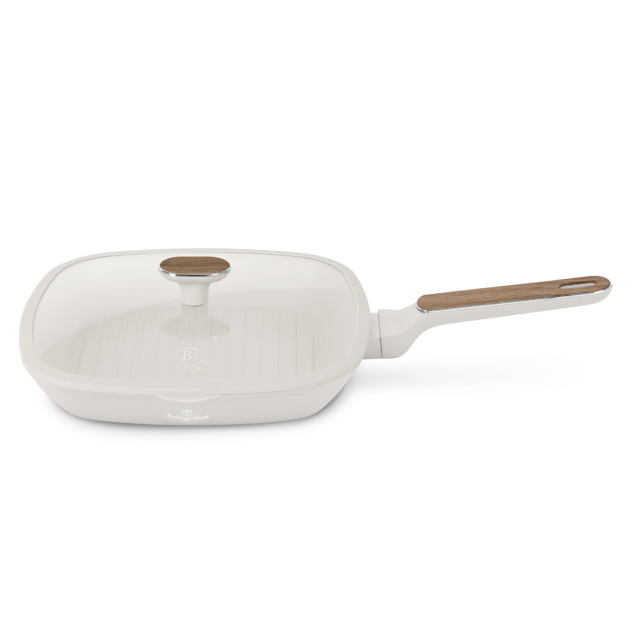 Tigaie grill cu capac Berlinger Haus, Sahara Nordic, 28 cm, 2.1 L, aluminiu forjat, crem mat/natur - imagine 4