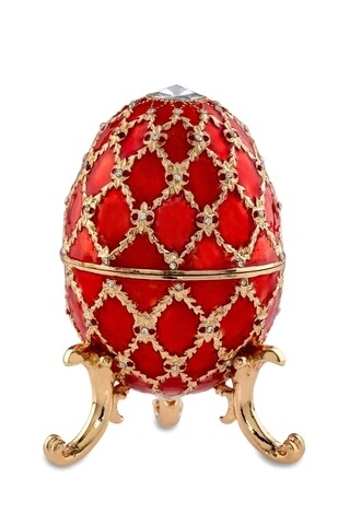 Cutie decorativa Egg, Hermann Bauer, 6x10 cm, rosu