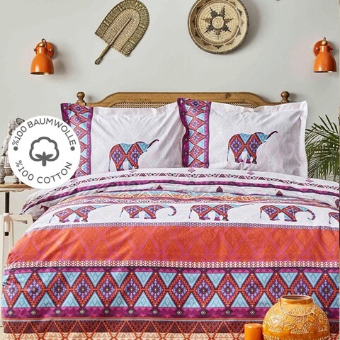Lenjerie de pat dubla, Marsala – Orange, Karaca, Bumbac Karaca