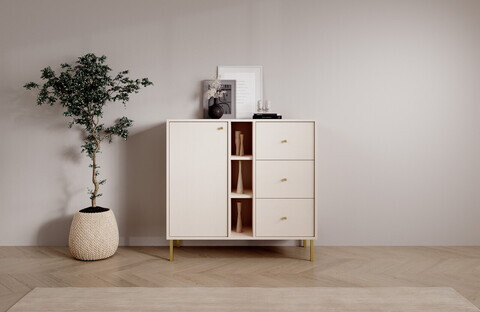 Comoda ADRK, Tili 1D 3S 3P, 100.2x40.8x95 cm, PAL laminat, bej