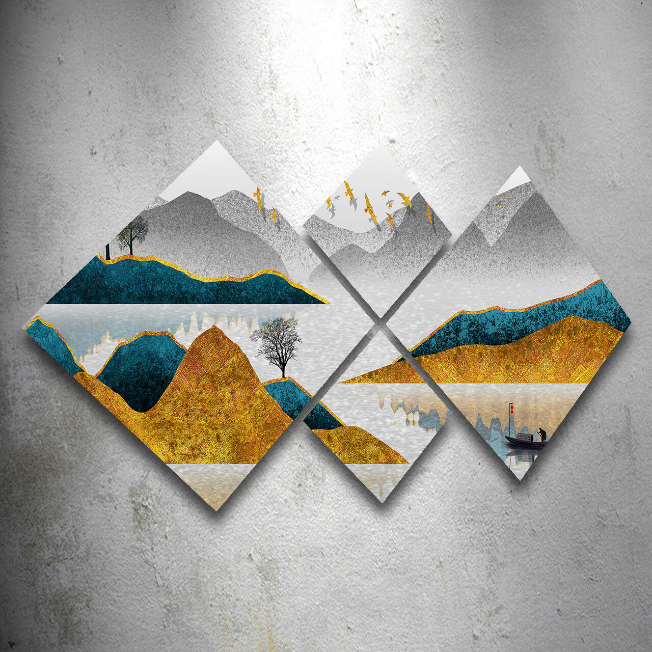 Set 4 tablouri decorative, 4MDF1722625714, MDF, Imprimat UV, Multicolor - 1 | YEO