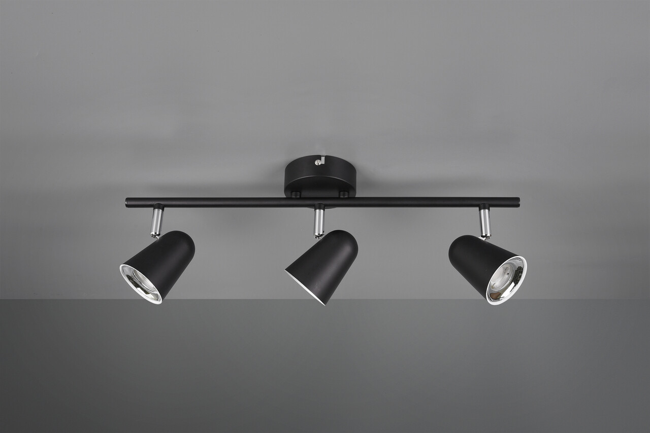 Plafoniera Toulouse, RL, 48x9x17 cm, 3.5W, 3x SMD, plastic, negru mat/argintiu