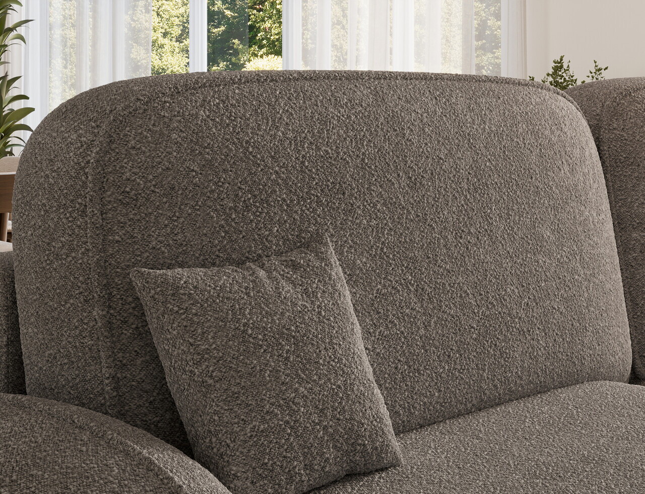 Coltar extensibil dreapta 3 locuri ELTAP, Tesalia, 240x150x93 cm, lemn/tesatura boucle, gri — imaginea 8