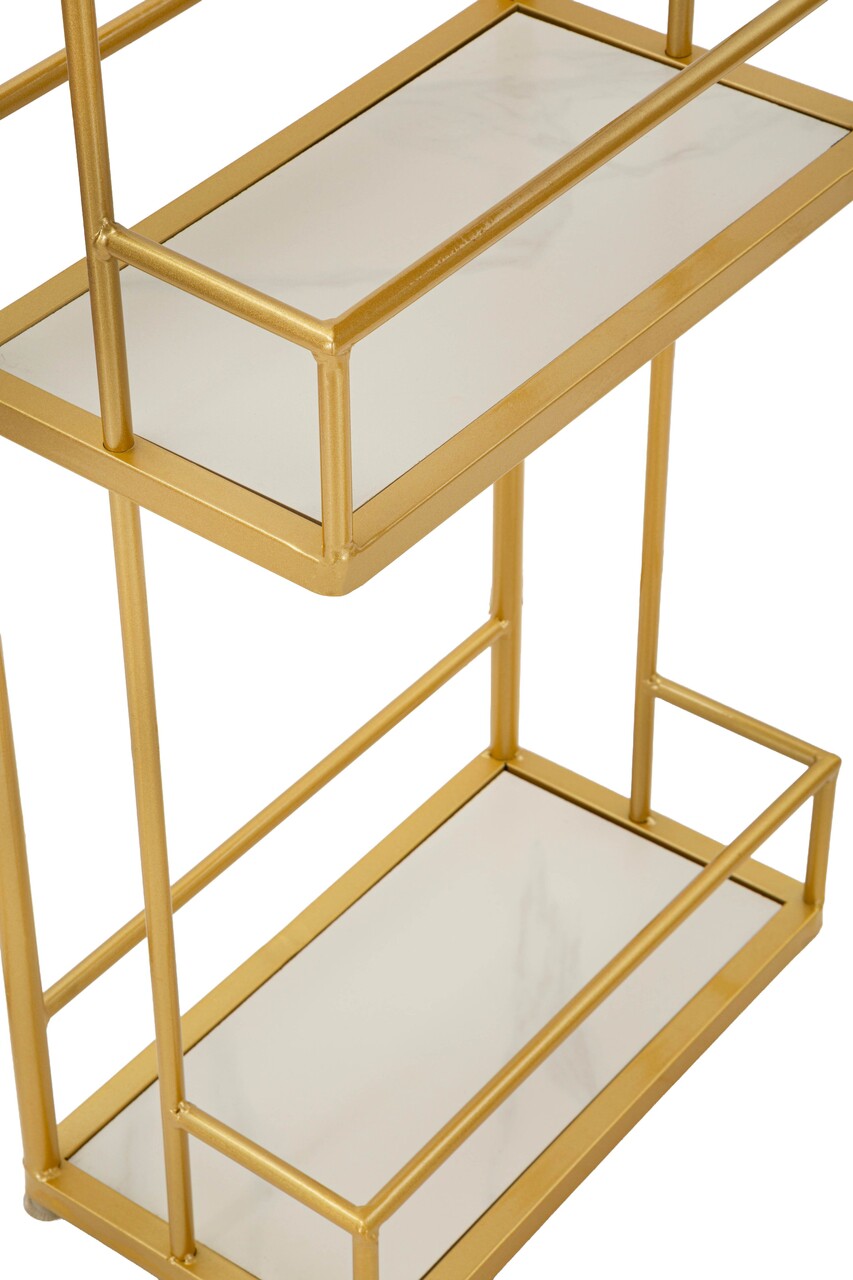 Masa de bar, Mauro Ferretti, Luxy, 120x45x150 cm, metal/imitatie de marmura, auriu/alb - imagine 3