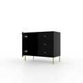 Comoda ADRK, Tili 1D 3S, 83.6x40.8x73.9 cm, PAL laminat, negru