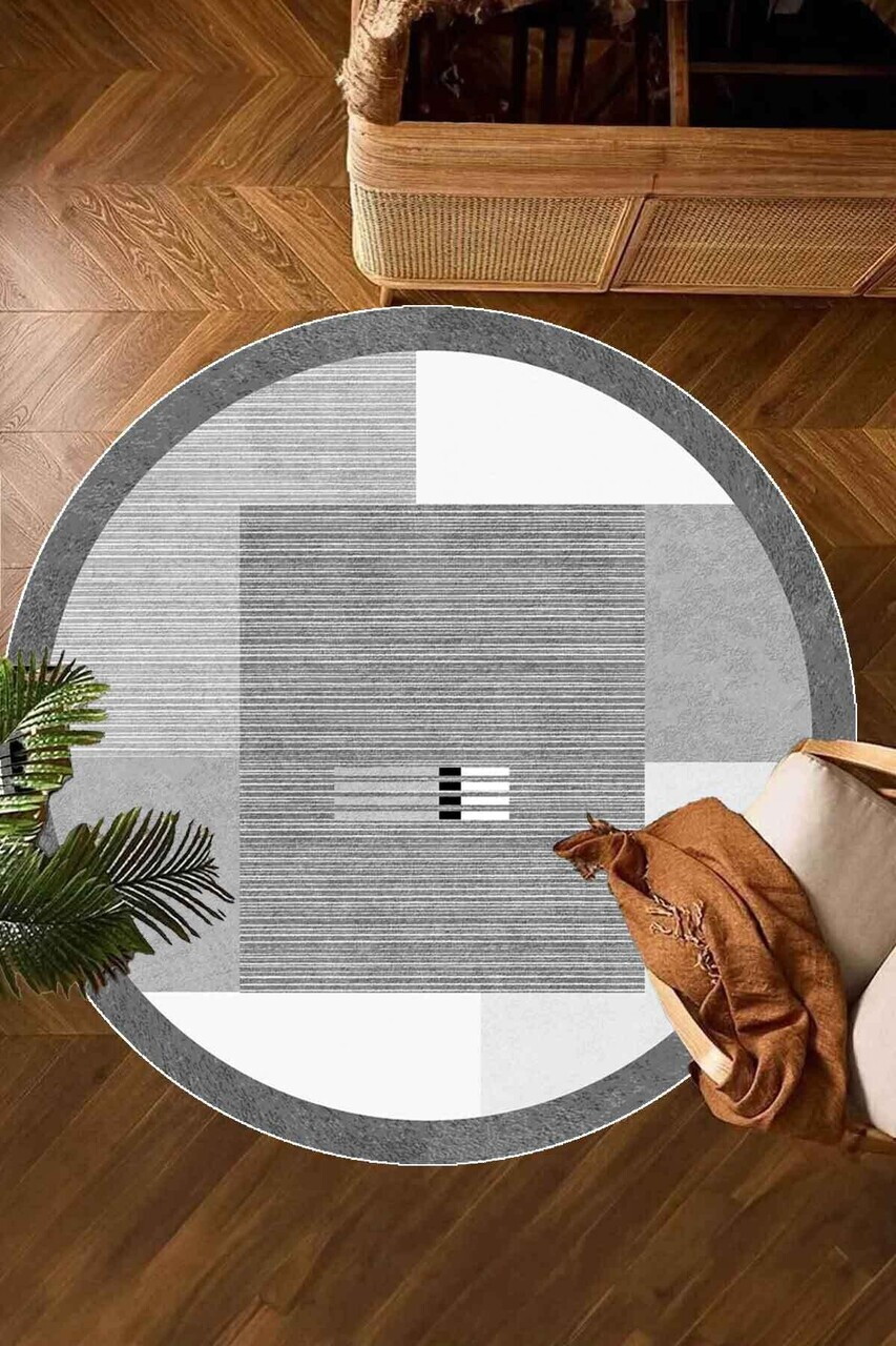 Covor, CLR-7377-HALI-73, 120x120 cm, Poliester, Gri