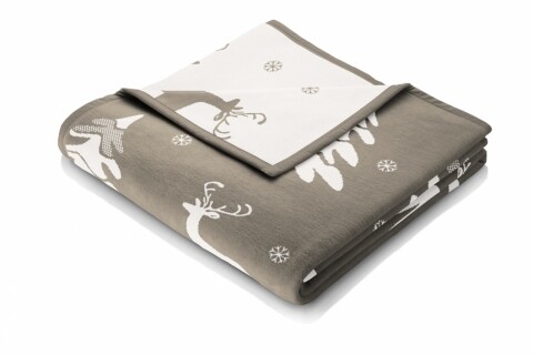 Patura Biederlack Cotton Home Xmas, cu doua fete, 150x200 cm, bej