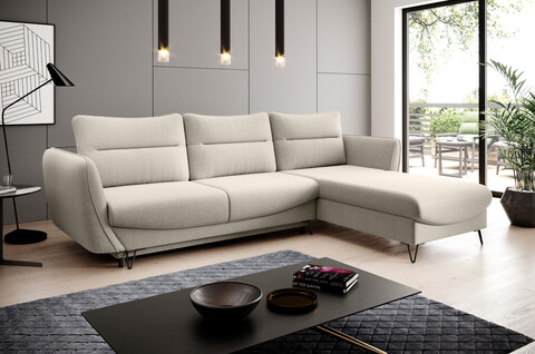 Coltar extensibil dreapta 3 locuri ELTAP, RT-22IN, Silva, 276x201x100 cm, lemn/poliester, bej deschis