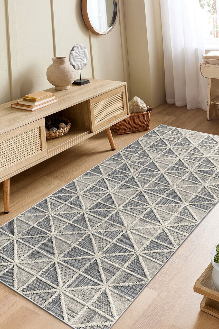 Covor, DC-7299-YOLLUK-129, 100x300 cm, Poliester, Gri