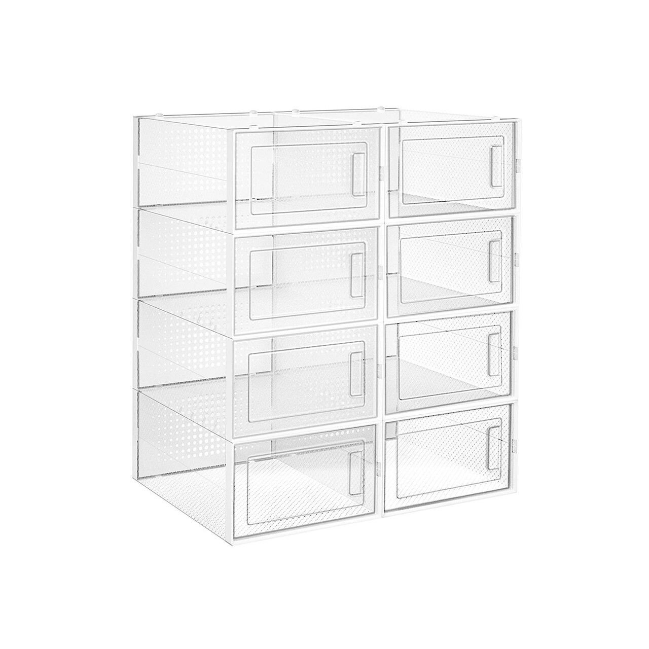 Set 8 cutii de pantofi, Songmics, 33.3x22x14 cm, polipropilena, transparent/alb - view 9