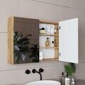 Dulap de baie cu oglindă, Hanah Home, 1754, 80x60x16 cm, MDF-LAM, Maro