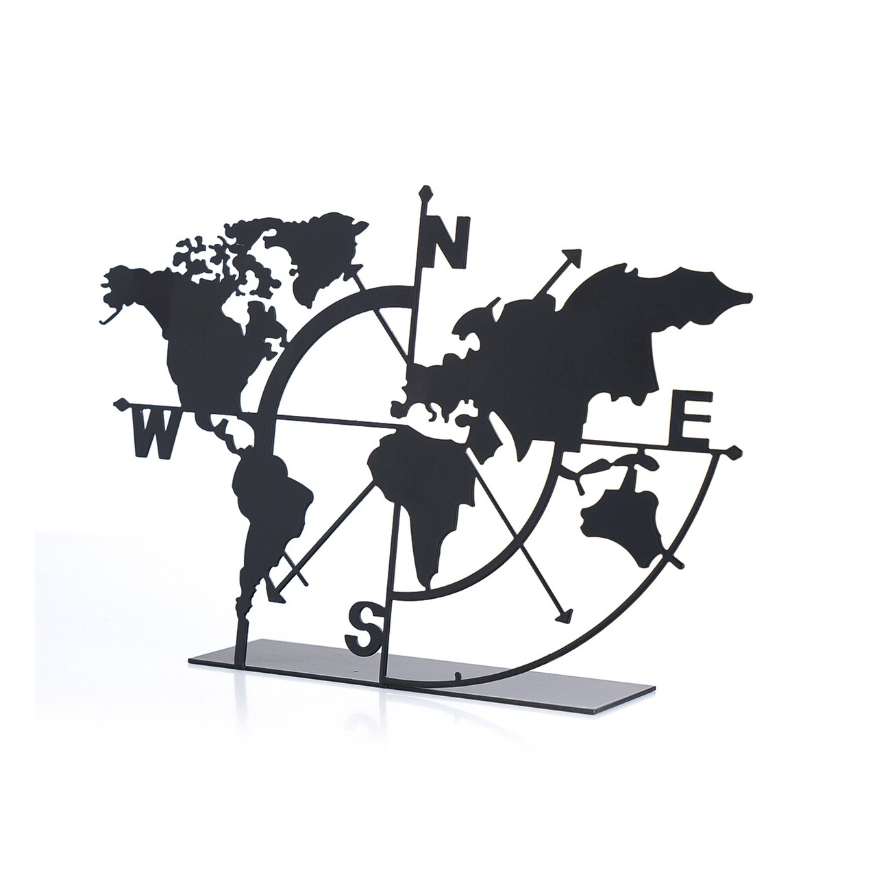 Decoratiune, Worl Map, 18x26 cm, Metal, Negru - view 2