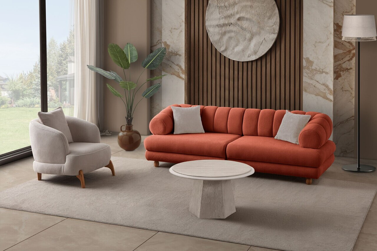 Canapea 3 locuri, Atelier del Sofa, 752EST1163, Lemn de carpen/PAL melaminat, Caramiziu - view 7