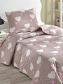Set cuvertura Single 160x220 cm, 2 piese, Herz - Dusty Rose, Eponj Home, 65% bumbac/35% poliester