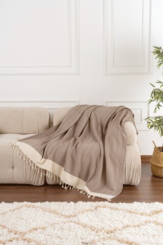 Cuvertura de pat, Baliksirti - Light Brown, PestemalLand, 90% bumbac / 10% poliester