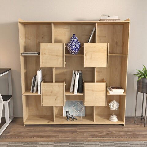 Corp biblioteca, Zena Home, Alimo, 136.7x138x27.5 cm, PAL, Stejar mezoni.ro