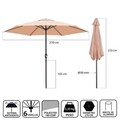 Umbrela de gradina / terasa Monty, Ø 270 cm, Ø38 mm, cu manivela, sistem antivant, aluminiu, bej