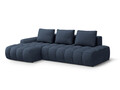 Coltar extensibil stanga 3 locuri, Linz, Cosmopolitan Design, 275x142x84 cm, cotiera dreapta, tesatura structurata, albastru inchis