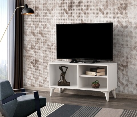 Comoda TV Zisino, Kalune Design, 100x35x54 cm, alb 100x35x54