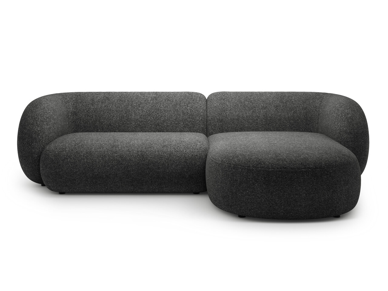 Coltar dreapta 3 locuri, Kate, Micadoni, 285x176x76 cm, tesatura structurata, gri inchis melanj