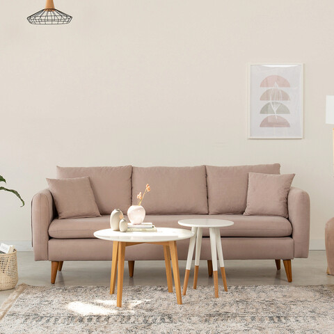 Canapea 3 locuri, Unique Design, 867UNQ1357, Lemn de pin, Piatra