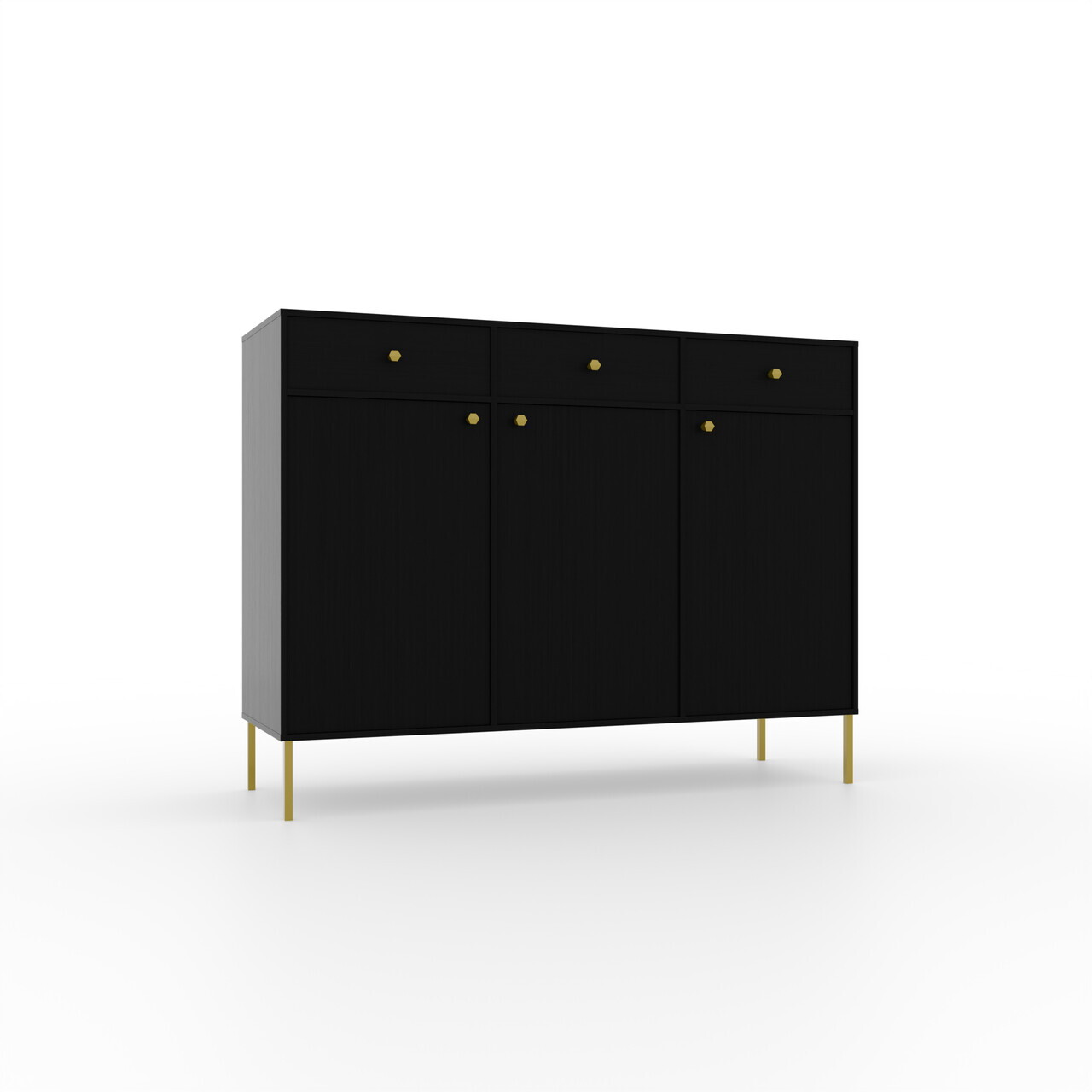 Comoda ADRK, Tili 3D 3S, 124.5x40.8x95 cm, PAL laminat, negru — imaginea 2