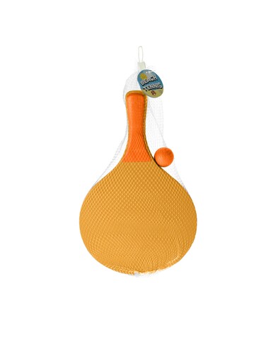 Set ping pong pentru plaja, 3 piese, lemn, portocaliu/galben