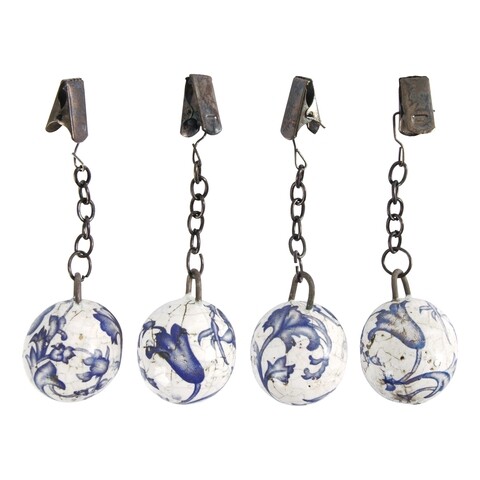 Set 4 greutati pentru fata de masa, Esschert, Aged, 3.2 x 10.5 cm, ceramica/metal, multicolor
