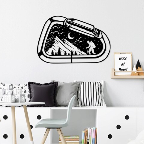 Decoratiune de perete, camp life, metal, dimensiune: 70 x 45 cm, negru