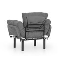 Fotoliu extensibil Nitta Single, Futon,135x70 cm,metal, gri