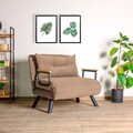 Canapea extensibilă cu 1 loc, Futon, 859FTN2865, Metal , Maro deschis