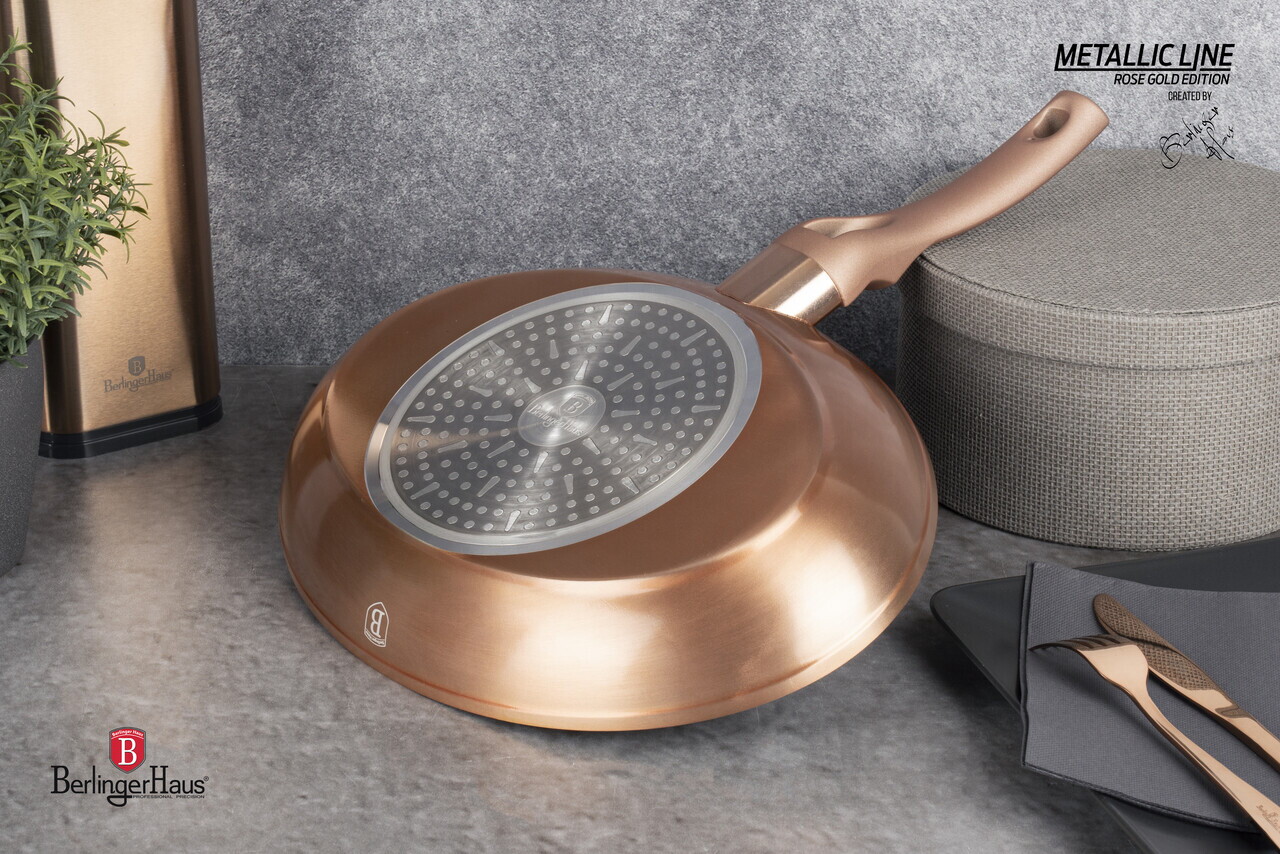 Tigaie pentru peste Berlinger Haus, Rose Gold, 35 cm, aluminiu forjat, roz - imagine 8