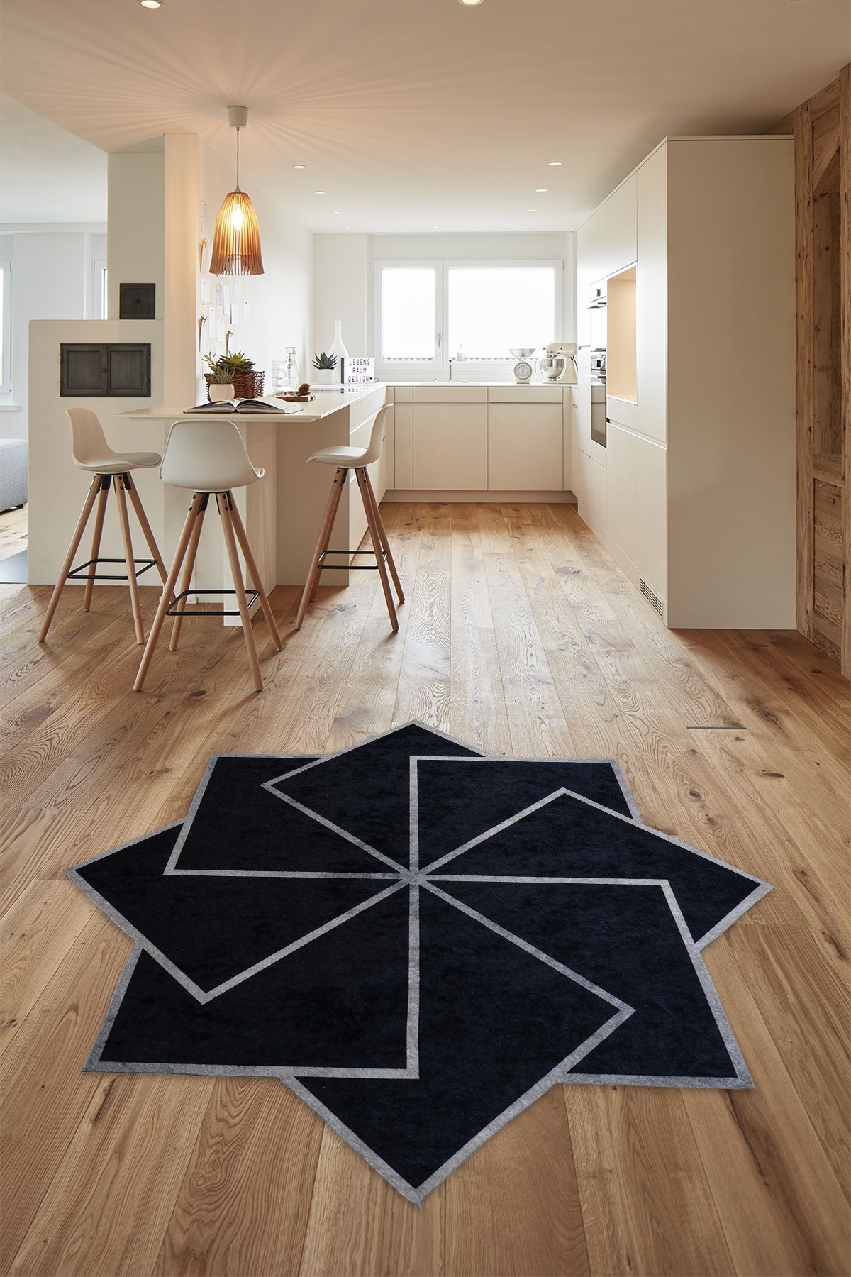 Covor, Yuvarlak-000004-004, 160x160 cm, Poliester, Negru