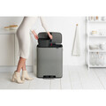Cos de gunoi cu pedala, Brabantia, Bo Pedal, 2x30 L, 36.3x54.1x65.2 cm, otel, gri