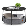 Masuta de cafea cu cos textil, Vasagle, Modern Style, 75x45 cm, PAL/otel/poliester, negru/gri