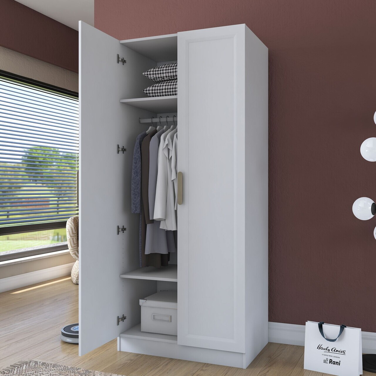 Dulap pentru haine, Hanah Home, BA203, 90x210x57.5 cm, PAL melaminat, Alb - view 5