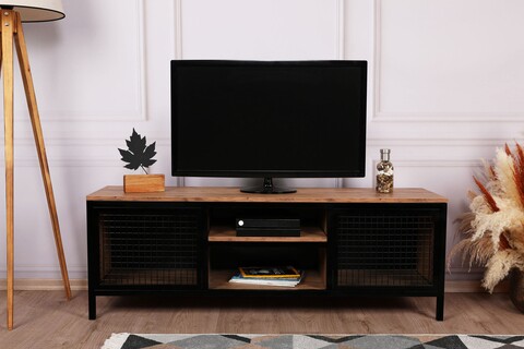 Comoda TV Zeno, Kalune Design, 150x40x47 Cm, Natural/negru