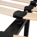 Pat tapitat Mikkel, Homla, 160x200 cm, metal/MDF/catifea din poliester, gri inchis
