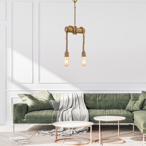 Lustra, bambu 2li sarkit, beacon, 40 x 70 cm, 1 x e27, 60w, maro/auriu