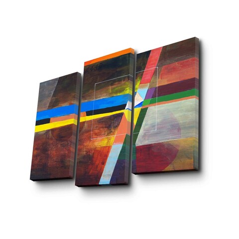 Set 3 tablouri decorative, 3PATK-101, Canvas, 20 x 39 cm, 2 piese, Multicolor
