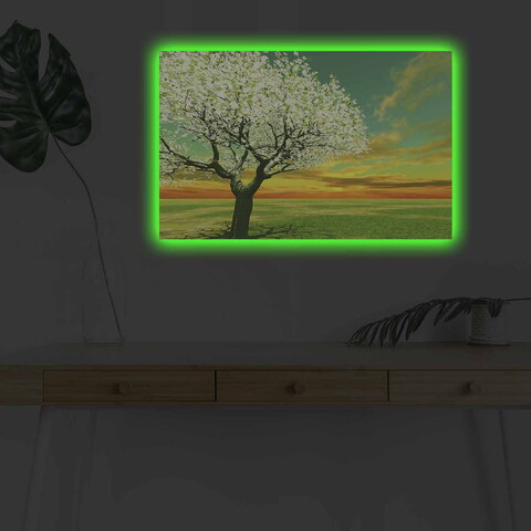 Tablou decorativ cu lumina LED, 4570DHDACT-146, Dimensiune: 45 x 70 cm, Multicolor