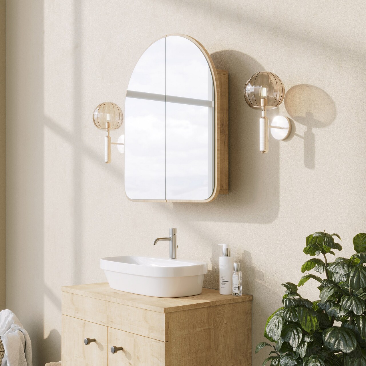 Dulap de baie, Neostill, Hope Cabinet, 12x45x50 cm, 100% CARTON DURO, Bej - 1 | YEO