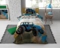Lenjerie de pat pentru o persoana, Tractor Life Blue, Dreamhouse, 2 piese, 100% bumbac, multicolora